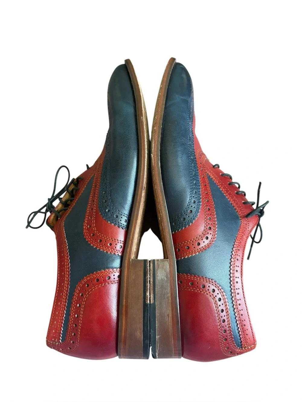 3dm lifestyle handcrafted leather two tone red/blue wingtip Oxford size 12.5